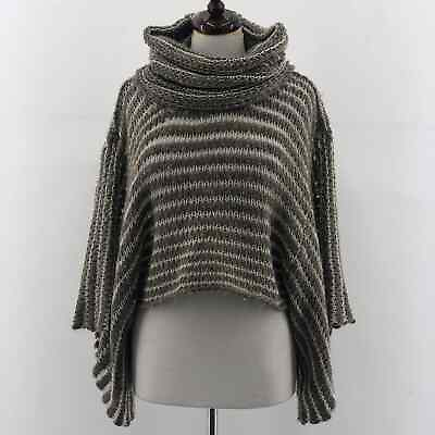 #ad Dolce Vita Brown Striped Wool Cowl Neck Flare Sleeve Sweater Womens Size M L