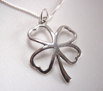 #ad Four Leaf Clover Necklace 925 Sterling Silver Corona Sun Jewelry Lucky Good Luck