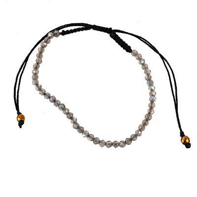 #ad Natural Labradorite 2.48mm Faceted Beads Handmade Bracelet Adjustable String