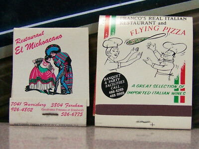 #ad Vintage Matchbook V4 Lot Texas Clear Lake City Franco#x27;s Italian Flying Pizza $29.99