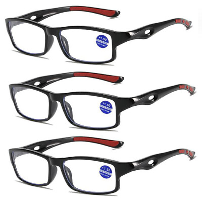 #ad Square Reading Glasses Mens Womens Sports Readers Eyeglasses 3 Pack Glasses New