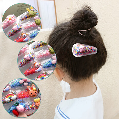 #ad 10Pcs Cute Baby Girl Fruit Pattern Quicksand Sequin Hair Clip Hairpin Headwear