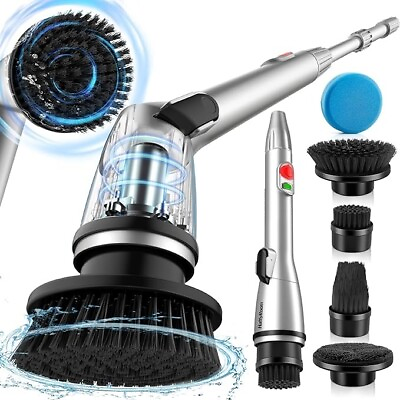 #ad Open Box Rechargeable Cordless Electric Spin Scrubber with 5 Cleaning Brush.