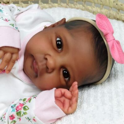 #ad Reborn Baby Dolls Black 20inch African American Realistic Silicone 006 miley