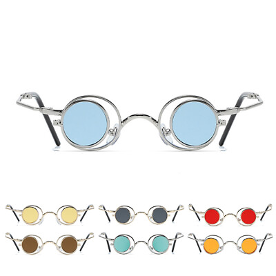 #ad Round Sunglasses Men Women 90#x27;s Retro Steampunk Style Flip Up Circle Sun Glasses