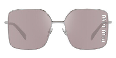 #ad Miu Miu MU 51YS Sunglasses Silver Violet Mirrored Flash Silver 60mm