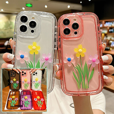 #ad For iPhone 14 13 12 11 X 7 6 Clear Floral 3D Pattern TPU Noctilucent Case Cover $9.99