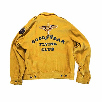 #ad Vintage Jacket Men’s Size 50 Goodyear Flying Club Whipcord Chain Stitch 50s