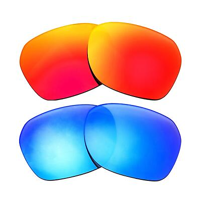 #ad Walleva Fire Red Ice Blue Polarized Lenses For Donahugh Designer Sunglasses