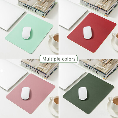 #ad PU Leather Mouse Mat Solid Colour Anti slip Waterproof Mouse Pad Dual Sided $8.03