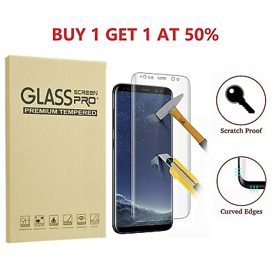 #ad 2 Pack Full Cover Tempered Glass Protector F Samsung Galaxy S8 S9 Plus Note 8 S7