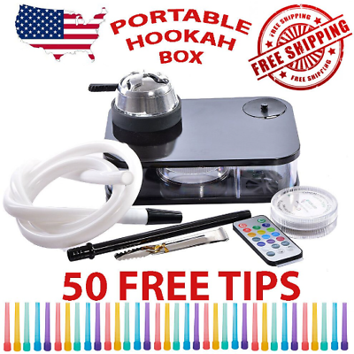 #ad Portable Hookah Acrylic Box Kit Set Shisha Persoanl Travel Fast Shipping 50 Tips