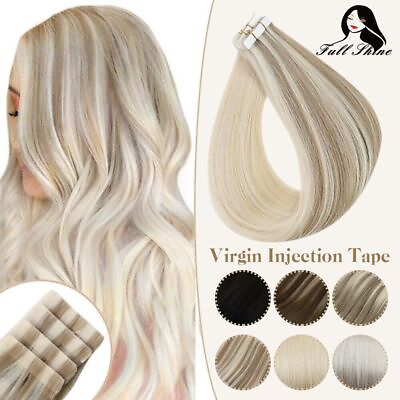 #ad Injection Virgin Human Hair Extensions PU Skin Weft Hand Tied Invisible Seamless