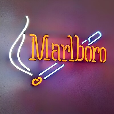 #ad Marlboro Cigarettes Smoke 17quot;x14quot; Neon Sign Light Lamp Bar Open Wall Decor
