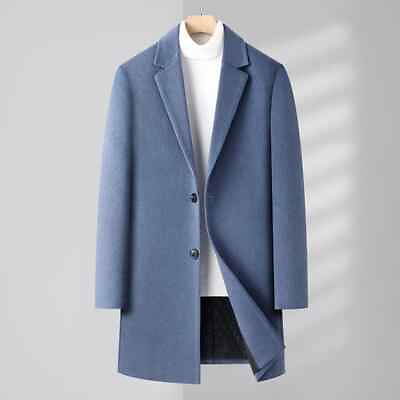 #ad Men#x27;s Cashmere Elegant Gentleman Solid Color Plus Wool Coat Long Wool Coat