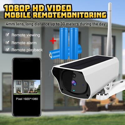 #ad Solar Power Camera Wireless Home Security IP HD 1080P W 3PCS Battery Outdoor