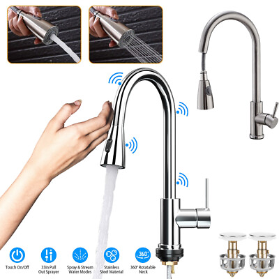 #ad Touch Sensor Kitchen Sink Faucet with Sprayer Pull Down Automatic Mixer Tap US