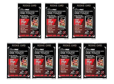 #ad NEW 7 PACK Ultra PRO One Touch Black Border Rookie Card Magnetic Holders 35pt