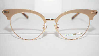 #ad Boucheron New Eyeglasses Gold Cateye Vintage BC00400 002 50 17 140