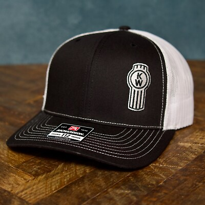 #ad NEW Kenworth Richardson 112 Black White Trucker Cap Hat Snapback Embroidered