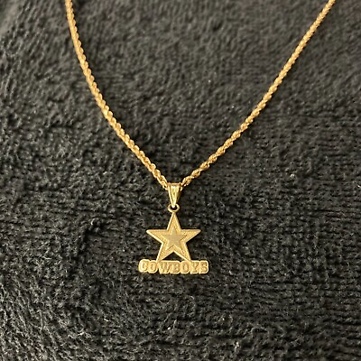 #ad Dallas Cowboys Solid Gold 14k Pendant and a 14k Solid Gold 18quot; Rope Chain Vtg