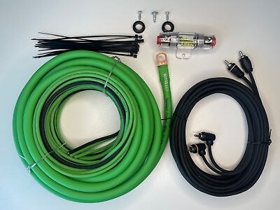#ad Soundqubed 4 Gauge Amplifier Wiring Kit CCA Wire Amp Kit Green Black