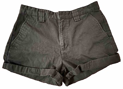 #ad Calvin Klein Size 6 Black 100% Cotton Short Shorts Rolled Hem