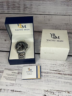 #ad New Yacht Man YM262 Silver Stainless Mens Dial Sports Chronograph Watch In Box