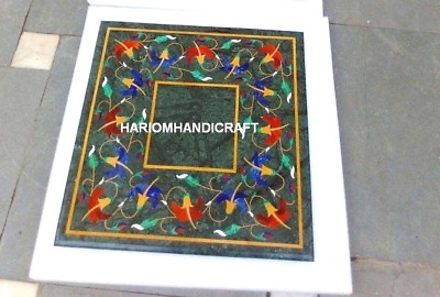#ad Marble Multi Floral Top Table Marquetry Inlay Black Friday Kitchen Decor M033
