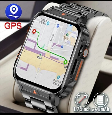 #ad GPS SmartWatch Outdoor 1.95 Screen Health Monitoring IP68 Waterproof Black