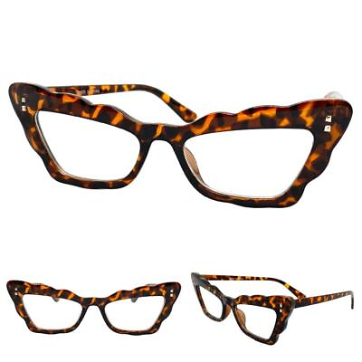 #ad Women#x27;s Classy Elegant Retro Cat Eye Style Clear Lens EYE GLASSES Tortoise Frame