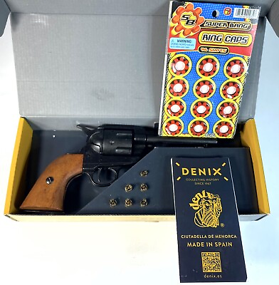 #ad NIB Denix Western M1873 Fast Draw Replica Revolver Black Finish w Manual amp; Caps