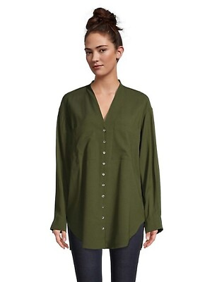 #ad NEW CO Oversized Pocket Shirt in Green size L #T2269