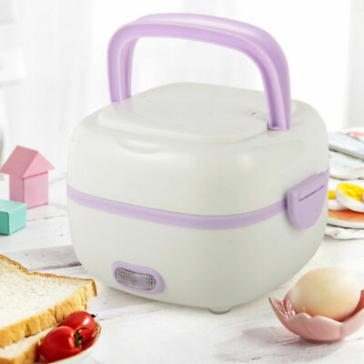 #ad 200W Purple Portable Multifunctional Electric Steamer Lunch Box Mini Rice Cooker