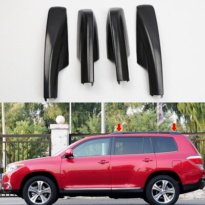 #ad For Toyota Highlander 2001 2007 4 Black Roof Rack Rails End Cover Shells Replace