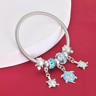 #ad Elegant 925 Sterling Silver Fashion Turtle Tortoise Bracelet Bangle Cuff Jewelry
