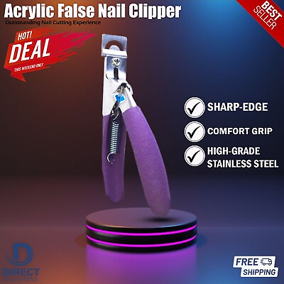 #ad Acrylic False Nail Clipper Cutter Purple Grip Nail Art Scissors Manicure