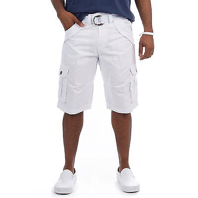 #ad X Ray Mens Belted Double Pocket Shorts White 34quot; Waist