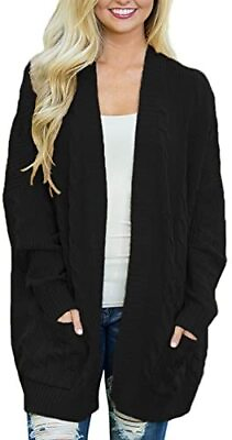 #ad BLENCOT Womens Oversized Knit Texture Casual Loose Open Front Cardigan Sweaters