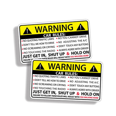 #ad 2PCS Warning Car Rules Caution Funny Sticker Vinyl Decal Reflective Car Truck
