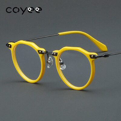 #ad New Fashion Round Acetate Retro Eyeglass frames Full Rim Clear lenses Glasses