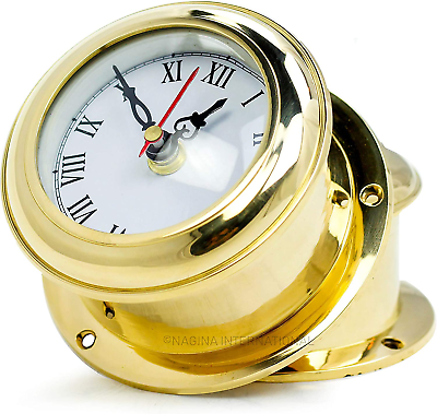 #ad MB Ship#x27;S Clock Solid Brass Nautical Ships Maritime Timekeeper