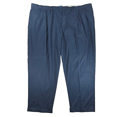 #ad Polo Ralph Lauren Hammond Pants Mens 58Bx32 BIG Navy Cotton Straight Leg Cuffed