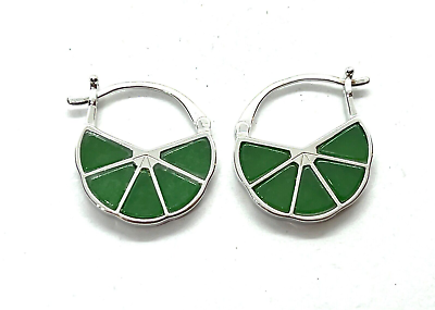 #ad New Isabella Lui Sterling Silver Green Jade Jadeite Lever back Earrings