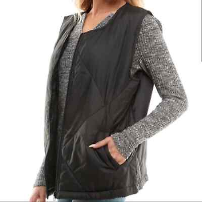 #ad Socialite Quilted Puffer Black Vest L XL Oversized Womens