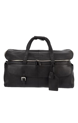 #ad Brioni Black Leather Duffel Bag
