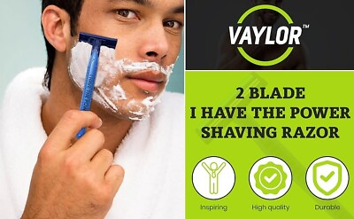 #ad Vaylor Razors Twin 2 Blade Mens 50 Razors Pack Shave I HAVE THE POWER