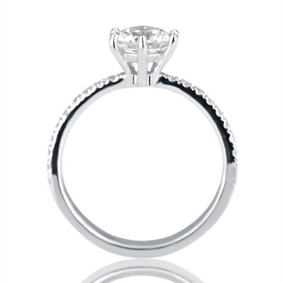 #ad 0.70 CT F G SI2 I1 Classic Round Cut Diamond Engagement Ring 14K White Gold