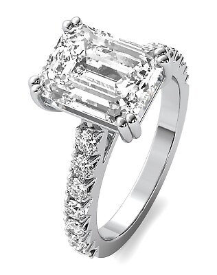 #ad 1.50 Ct VS1 G Lab Created Emerald Cut Diamond Engagement Ring 14k White Gold