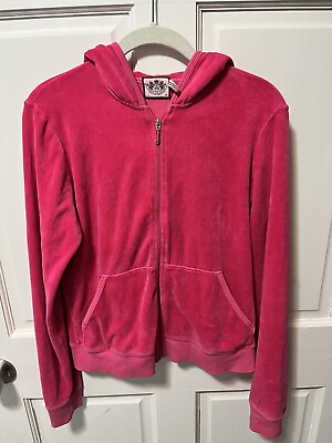 #ad Juicy Couture Pink Velour Hoodie Track Lounge Jacket Love Heart Size X large Xl